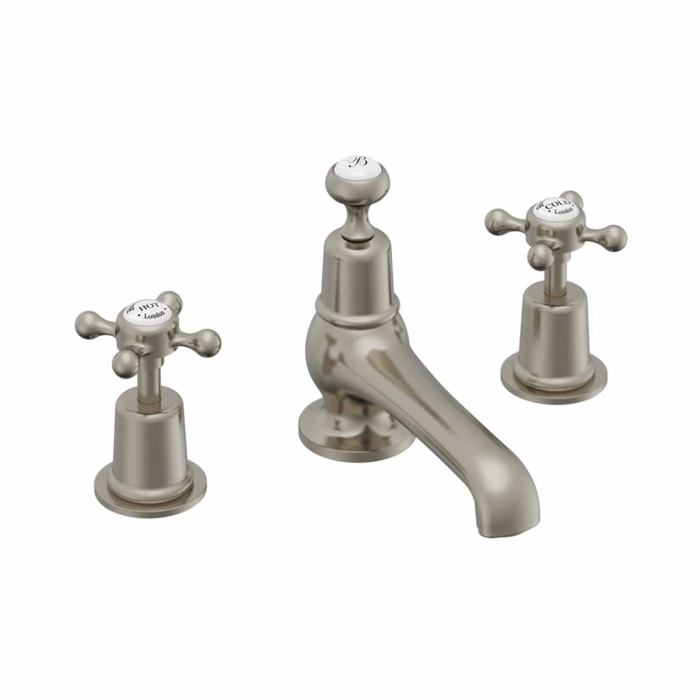 Claremont 3 tap hole mixer with pop up waste  brushed nickel